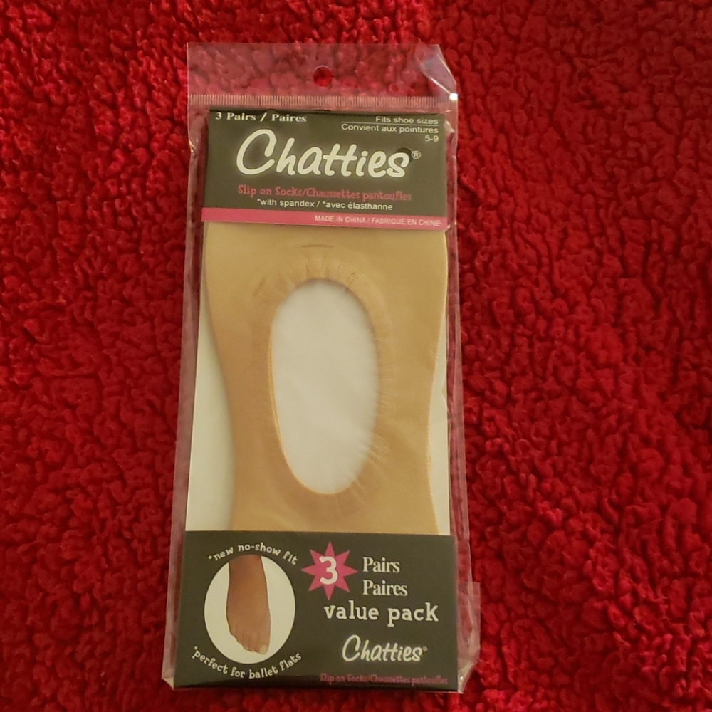 3/$10 Chatties 3 pairs slip on socks.